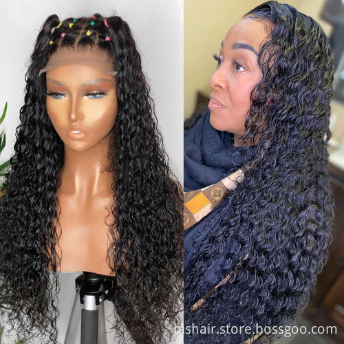 BIS Jerry Curly 4x4 Lace Front Wigs Deep Wave Brazilian Remy Pre Plucked 4x4 Closure 150% Density For Black Women Human hair wig